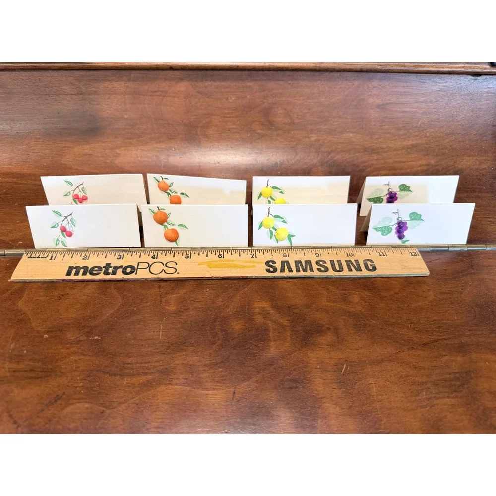 Vintage Seashell Fruit Paper Place Cards Set of 8 Coastal Summer Table Decor
